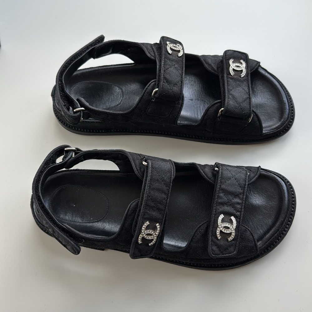 Chanel Quilted Dad Sandals, Black, Size 39.5 - Picture 5 of 17
